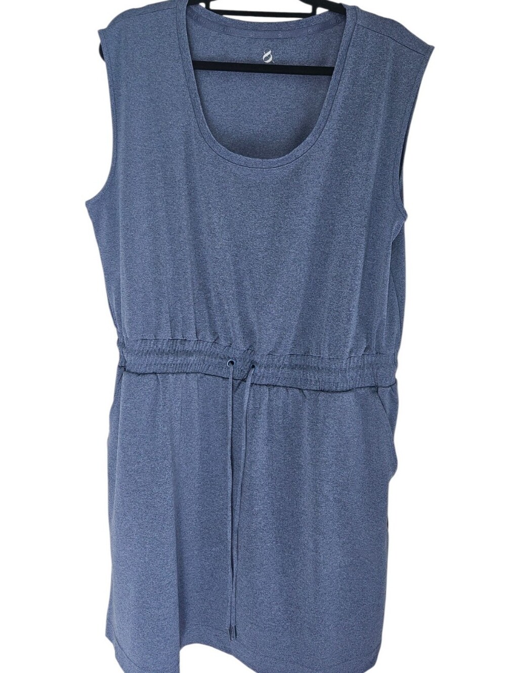 Lou & Grey Heathered Blue Drawstring Waist Pocket Mini Dress - Size XL